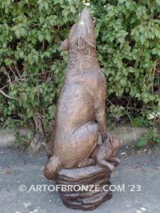 Moonlit Serenade bronze mascot coyote statue for schools, universities or zoo