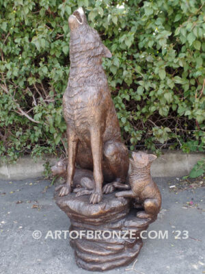 Moonlit Serenade bronze mascot coyote statue for schools, universities or zoo