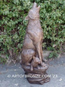 Moonlit Serenade bronze mascot coyote statue for schools, universities or zoo