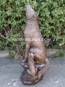 Moonlit Serenade bronze mascot coyote statue for schools, universities or zoo