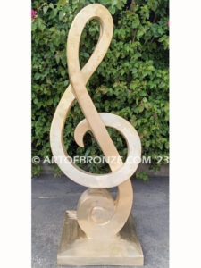 Signature of Time bronze sculpture of monumental Treble Clef musical note for private or public display