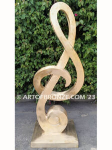 Signature of Time bronze sculpture of monumental Treble Clef musical note for private or public display