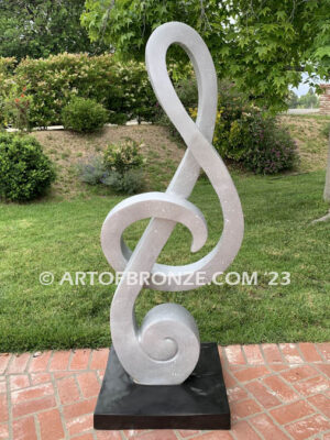 Signature of Time bronze sculpture of monumental Treble Clef musical note for private or public display