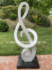 Signature of Time bronze sculpture of monumental Treble Clef musical note for private or public display