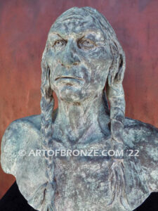 White Eagle Ponca Indian chief life-size bust bronze statue after Charles Schreyvogel