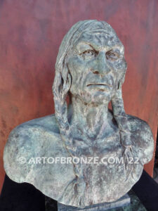 White Eagle Ponca Indian chief life-size bust bronze statue after Charles Schreyvogel