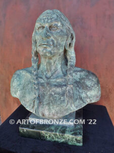 White Eagle Ponca Indian chief life-size bust bronze statue after Charles Schreyvogel