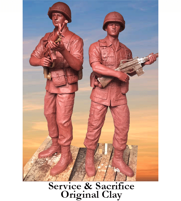 Service and Sacrifice bronze sculpture of monumental American and South Vietnamese soldiers
