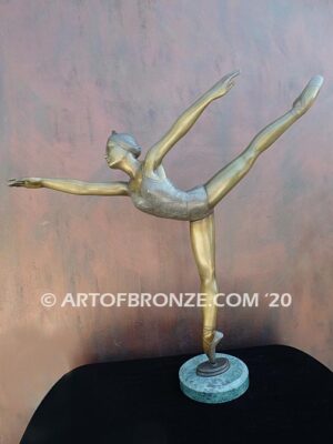 Arabesque the art of dance and ballet bronze sculpture showcasing ballerina in pose