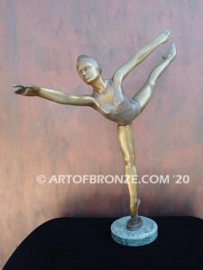 Arabesque the art of dance and ballet bronze sculpture showcasing ballerina in pose