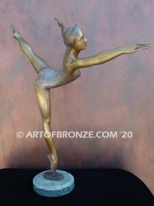 Arabesque the art of dance and ballet bronze sculpture showcasing ballerina in pose