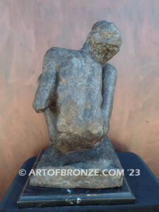 Crouching Woman modernist bronze sculpture after Auguste Rodin