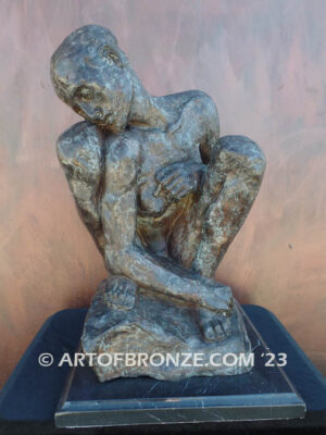 Crouching Woman modernist bronze sculpture after Auguste Rodin