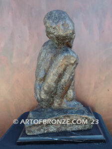 Crouching Woman modernist bronze sculpture after Auguste Rodin