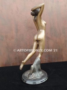 Daydream bronze statue of suspended nude woman in ethereal moment