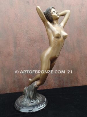 Daydream bronze statue of suspended nude woman in ethereal moment