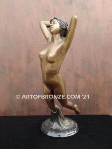 Daydream bronze statue of suspended nude woman in ethereal moment