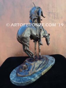 The End of the Trail bronze sculpture after James Earle Fraser featuring Indian on horse