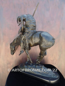 The End of the Trail bronze sculpture after James Earle Fraser featuring Indian on horse