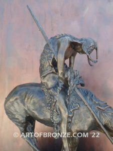 The End of the Trail bronze sculpture after James Earle Fraser featuring Indian on horse