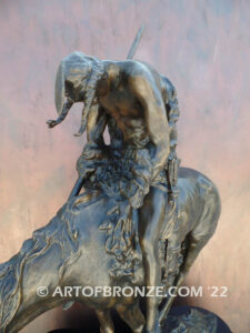 The End of the Trail bronze sculpture after James Earle Fraser featuring Indian on horse