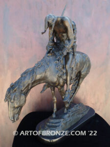 The End of the Trail bronze sculpture after James Earle Fraser featuring Indian on horse