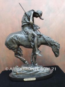 The End of the Trail bronze sculpture after James Earle Fraser featuring Indian on horse