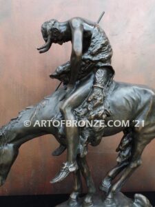 The End of the Trail bronze sculpture after James Earle Fraser featuring Indian on horse