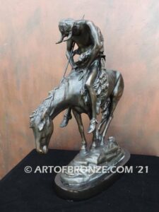 The End of the Trail bronze sculpture after James Earle Fraser featuring Indian on horse