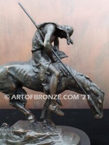 The End of the Trail bronze sculpture after James Earle Fraser featuring Indian on horse