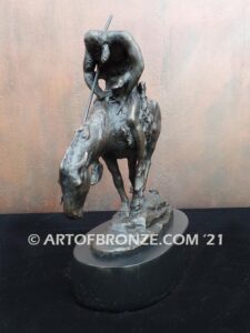 The End of the Trail bronze sculpture after James Earle Fraser featuring Indian on horse