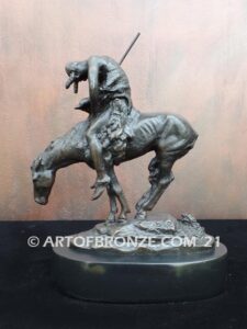 The End of the Trail bronze sculpture after James Earle Fraser featuring Indian on horse