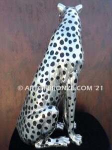 High Alert African Serengeti bronze cheetah sculpture for gallery, museum or private collector