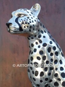 High Alert African Serengeti bronze cheetah sculpture for gallery, museum or private collector