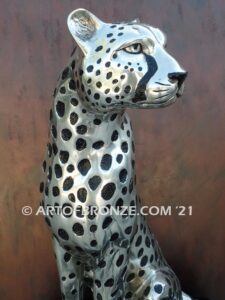 High Alert African Serengeti bronze cheetah sculpture for gallery, museum or private collector