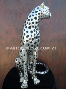 High Alert African Serengeti bronze cheetah sculpture for gallery, museum or private collector