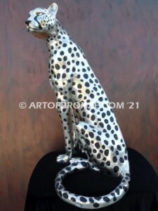 High Alert African Serengeti bronze cheetah sculpture for gallery, museum or private collector