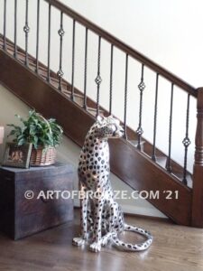 High Alert African Serengeti bronze cheetah sculpture for gallery, museum or private collector