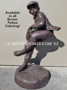 Pitching Ace Outdoor bronze sculpture of baseball pitcher in windup