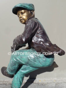 Pitching Ace Outdoor bronze sculpture of baseball pitcher in windup