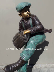 Pitching Ace Outdoor bronze sculpture of baseball pitcher in windup