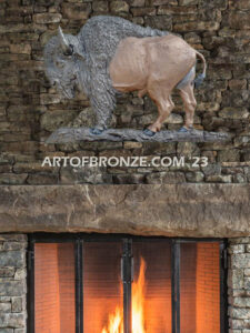 Spirit of the West bronze statue standing bison wall relief artwork