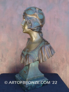 Twilight beautiful French bronze sculpture bust of young woman