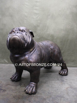 Chopper gallery quality custom bronze mascot statue of 4 ft. long bulldog