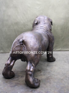 Chopper gallery quality custom bronze mascot statue of 4 ft. long bulldog