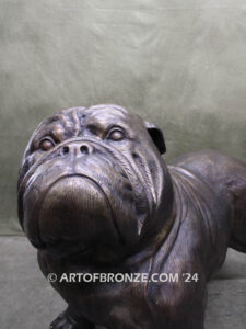 Chopper gallery quality custom bronze mascot statue of 4 ft. long bulldog