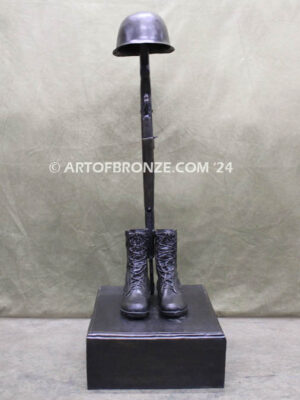 Fallen Soldier Battlefield Cross life-size bronze statue memorial for Korean War.