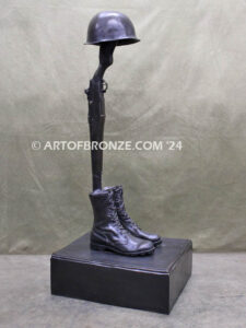 Fallen Soldier Battlefield Cross life-size bronze statue memorial for Korean War.