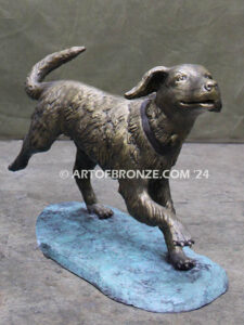 Bounding Paws gallery & custom quality bronze sculpture of running dog