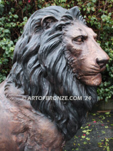 Guardians of the Crown monumental high quality bronze statue pair of sitting lions